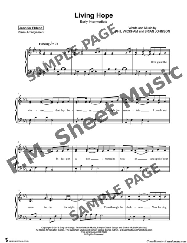 Living Hope (Early Intermediate Piano) By Phil Wickham - F.M. Sheet ...